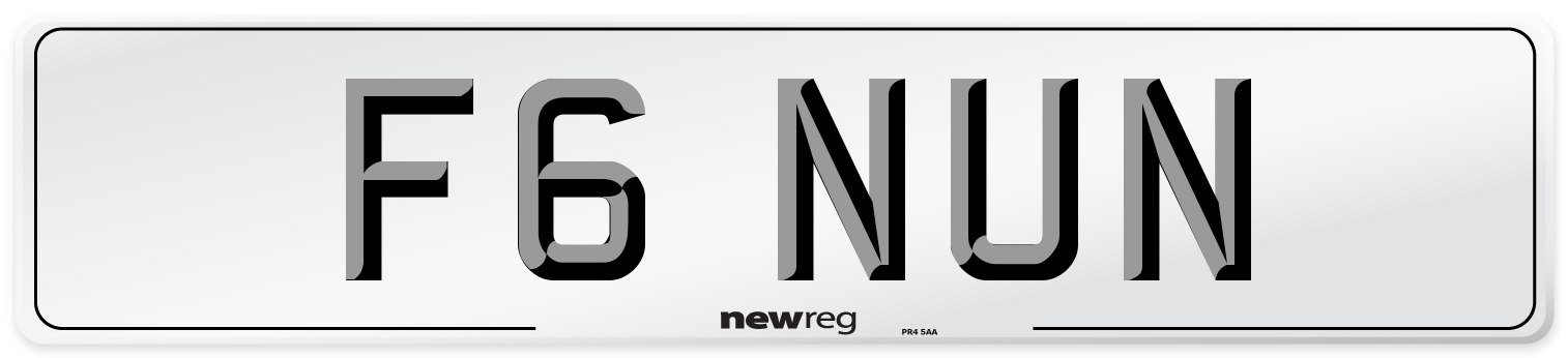 F6 NUN Number Plate from New Reg